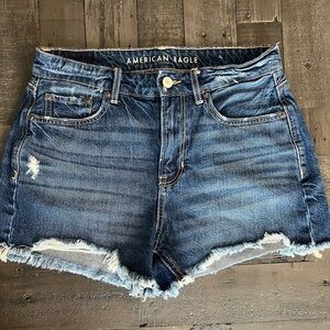 American Eagle Outfitters Distressed Dark Blue Jean Shorts
